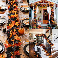 Red & Black Halloween Maple Leaf Garland
