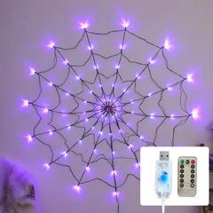 Halloween LED Spider Web String Lights โ Haunted House Party Decor