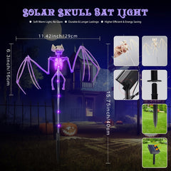 Solar Halloween Garden Lights (2-Pack) โ 3D Bats & Skeletons