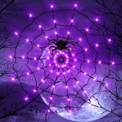 Halloween LED Spider Web String Lights โ Haunted House Party Decor