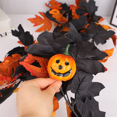 Red & Black Halloween Maple Leaf Garland