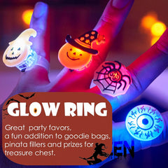 Halloween LED Light-Up Glow Rings (20/50 Pack) โ Pumpkin, Ghost & Spider