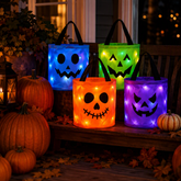 LED Light-Up Halloween Pumpkin Candy Bag – Trick-or-Treat Bucket