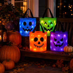 LED Light-Up Halloween Pumpkin Candy Bag โ Trick-or-Treat Bucket