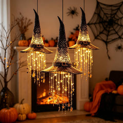 Lighted Hanging Witch Hat Chime โ Halloween Outdoor Decor
