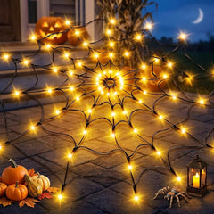 Halloween LED Spider Web String Lights โ Haunted House Party Decor