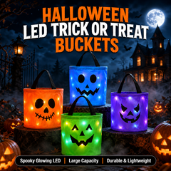 LED Light-Up Halloween Pumpkin Candy Bag โ Trick-or-Treat Bucket