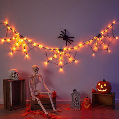 Halloween LED Spider Web String Lights โ Haunted House Party Decor