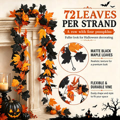Red & Black Halloween Maple Leaf Garland