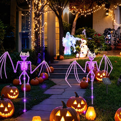Solar Halloween Garden Lights (2-Pack) โ 3D Bats & Skeletons