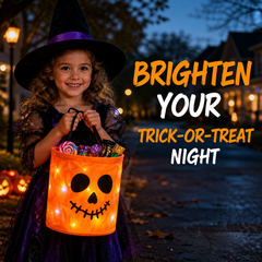 LED Light-Up Halloween Pumpkin Candy Bag โ Trick-or-Treat Bucket