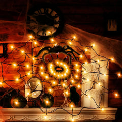Halloween LED Spider Web String Lights โ Haunted House Party Decor