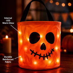 LED Light-Up Halloween Pumpkin Candy Bag – Trick-or-Treat Bucket