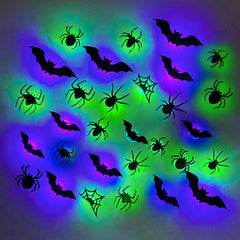 D Halloween Bat & Spider LED Wall Lights – Self-Adhesive Glow Decor