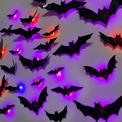 D Halloween Bat & Spider LED Wall Lights – Self-Adhesive Glow Decor