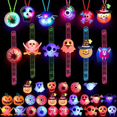 20PCS Halloween Glow Rings & Bracelets – LED Party Favors & Treat Bag Fillers