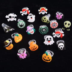 Halloween LED Light-Up Glow Rings (20/50 Pack) – Pumpkin, Ghost & Spider