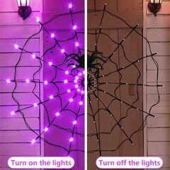 Halloween LED Spider Web String Lights – Haunted House Party Decor