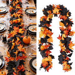Red & Black Halloween Maple Leaf Garland