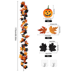 Red & Black Halloween Maple Leaf Garland